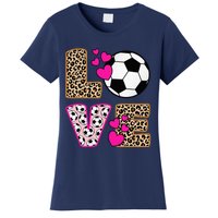 Cute Love Soccer Leopard Print  Soccer Women's T-Shirt