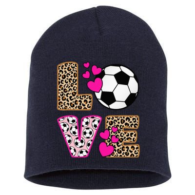 Cute Love Soccer Leopard Print  Soccer Short Acrylic Beanie