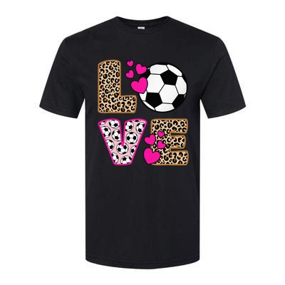 Cute Love Soccer Leopard Print  Soccer Softstyle CVC T-Shirt