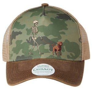 Chocolate Labrador Skeleton Dog Walking Halloween Legacy Tie Dye Trucker Hat