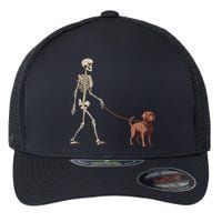 Chocolate Labrador Skeleton Dog Walking Halloween Flexfit Unipanel Trucker Cap