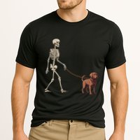 Chocolate Labrador Skeleton Dog Walking Halloween Performance Shirt