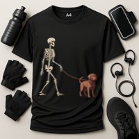 Chocolate Labrador Skeleton Dog Walking Halloween Performance Shirt