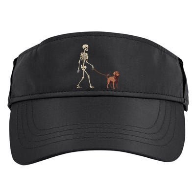 Chocolate Labrador Skeleton Dog Walking Halloween Adult Drive Performance Visor