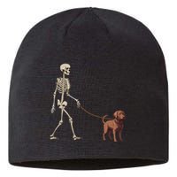 Chocolate Labrador Skeleton Dog Walking Halloween Sustainable Beanie