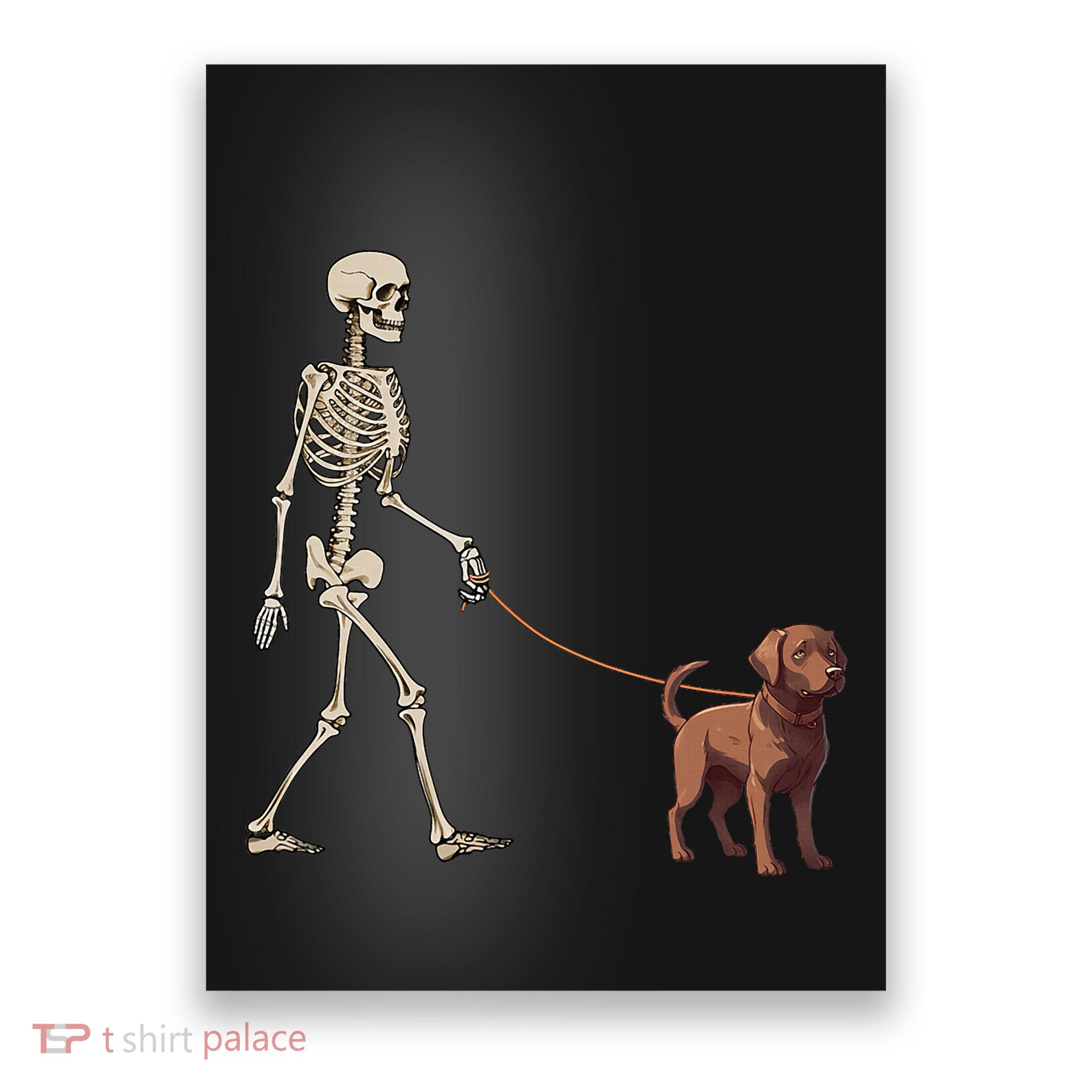 Chocolate Labrador Skeleton Dog Walking Halloween Poster