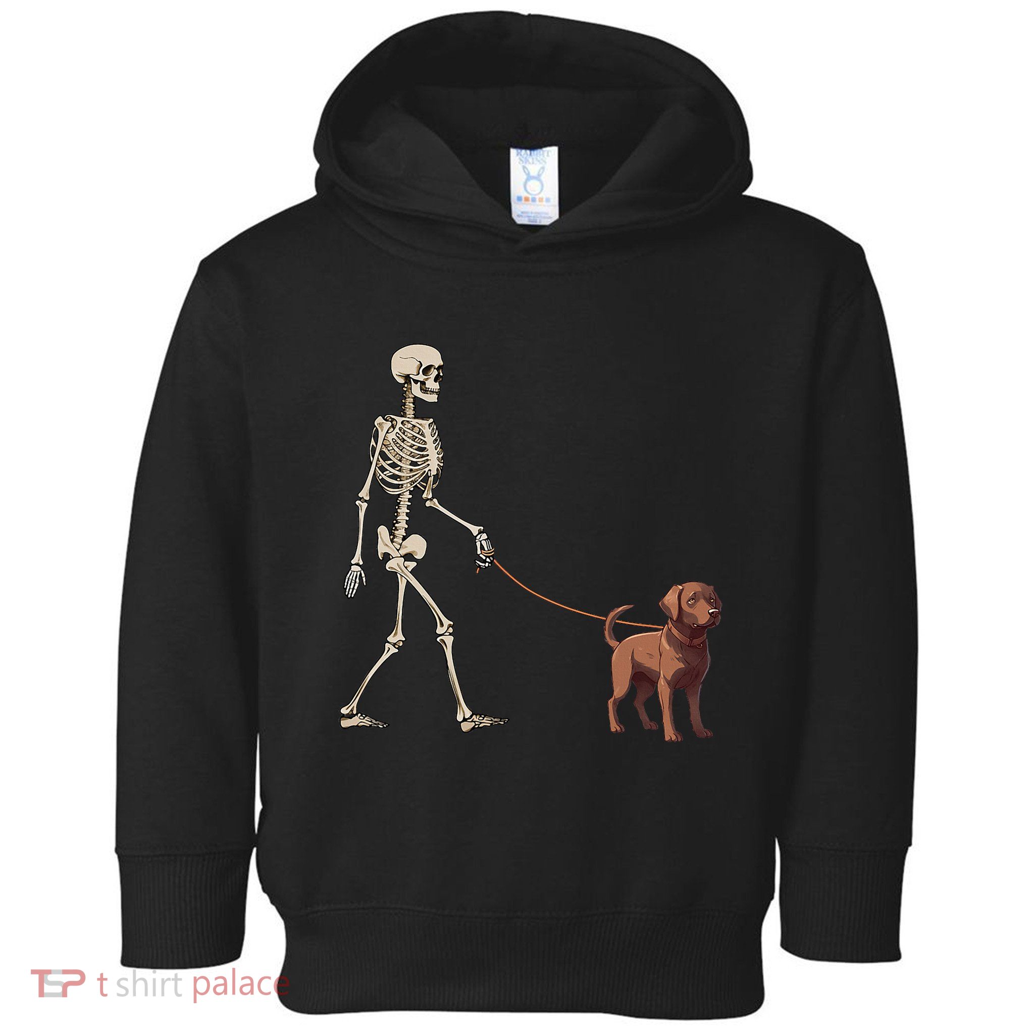 Chocolate Labrador Skeleton Dog Walking Halloween Toddler Hoodie