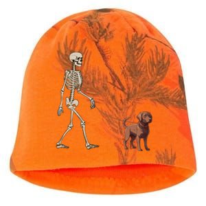 Chocolate Labrador Skeleton Dog Walking Halloween Kati - Camo Knit Beanie