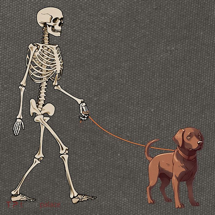 Chocolate Labrador Skeleton Dog Walking Halloween Cotton Canvas Backpack