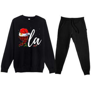 Comma La Santa Hat Kamala Harris 2024 Voting Christmas 2024 Premium Crewneck Sweatsuit Set