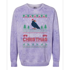 Crow Lovers Santa Hat Funny Christmas Tree Lights Colorblast Crewneck Sweatshirt