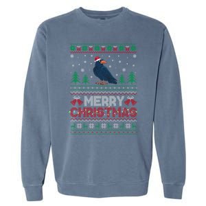 Crow Lovers Santa Hat Funny Christmas Tree Lights Garment-Dyed Sweatshirt