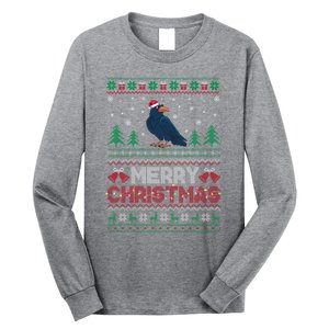 Crow Lovers Santa Hat Funny Christmas Tree Lights Long Sleeve Shirt