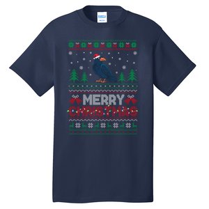 Crow Lovers Santa Hat Funny Christmas Tree Lights Tall T-Shirt