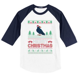 Crow Lovers Santa Hat Funny Christmas Tree Lights Baseball Sleeve Shirt