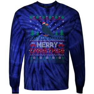 Crow Lovers Santa Hat Funny Christmas Tree Lights Tie-Dye Long Sleeve Shirt