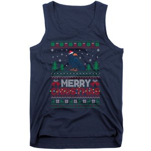 Crow Lovers Santa Hat Funny Christmas Tree Lights Tank Top