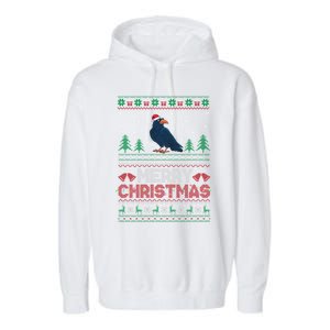 Crow Lovers Santa Hat Funny Christmas Tree Lights Garment-Dyed Fleece Hoodie