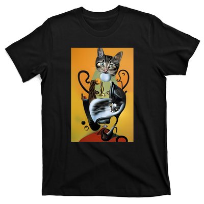 Cat Lover Salvador Dali Style Painting T-Shirt