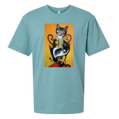 Cat Lover Salvador Dali Style Painting Sueded Cloud Jersey T-Shirt