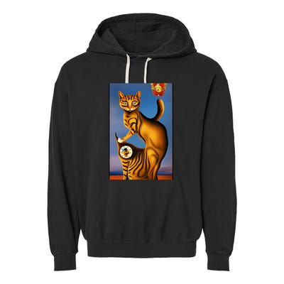 Cat Lover Salvador Dali Style Painting Garment-Dyed Fleece Hoodie