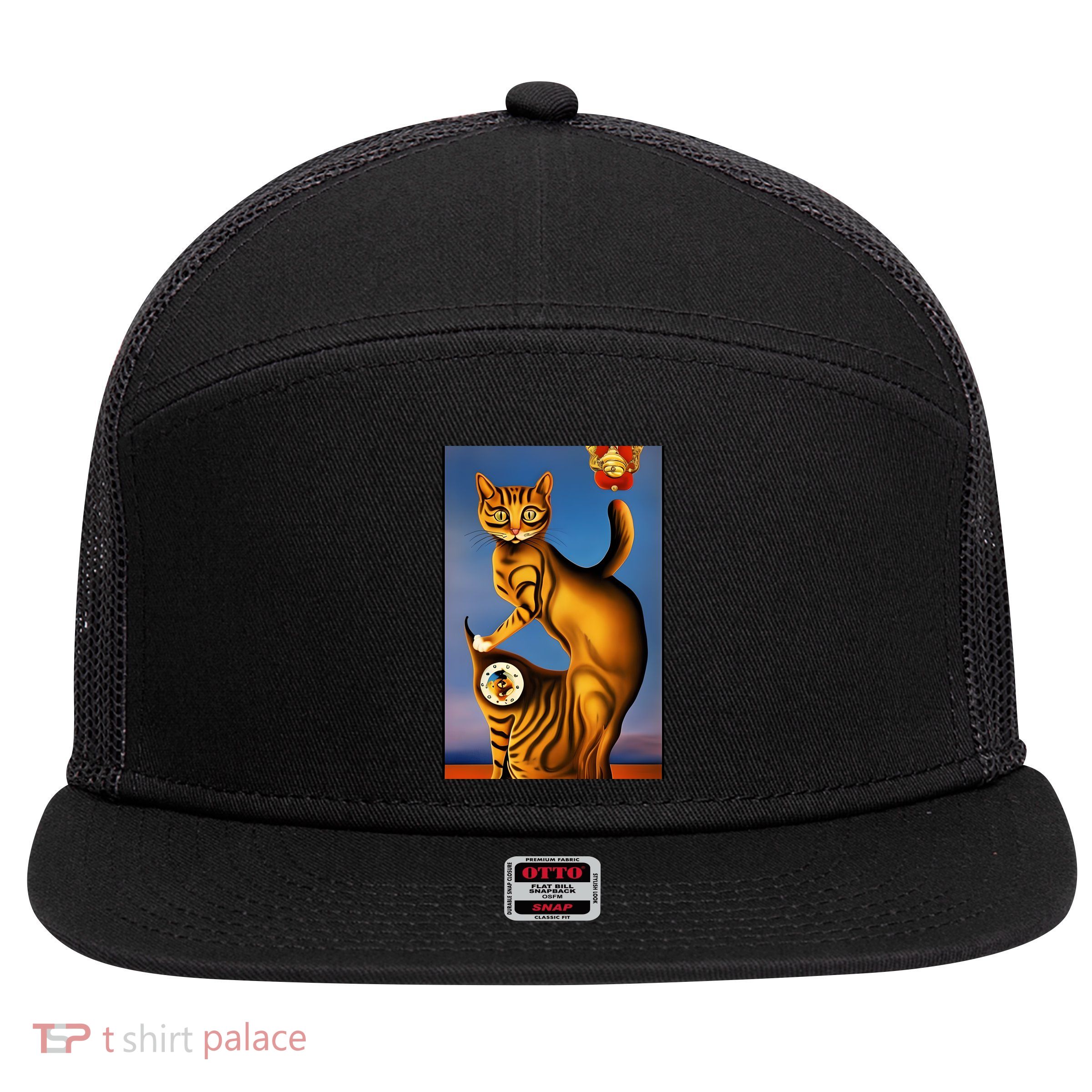 Cat Lover Salvador Dali Style Painting 7 Panel Mesh Trucker Snapback Hat
