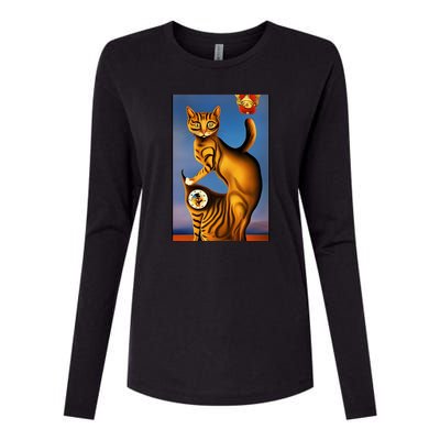 Cat Lover Salvador Dali Style Painting Womens Cotton Relaxed Long Sleeve T-Shirt