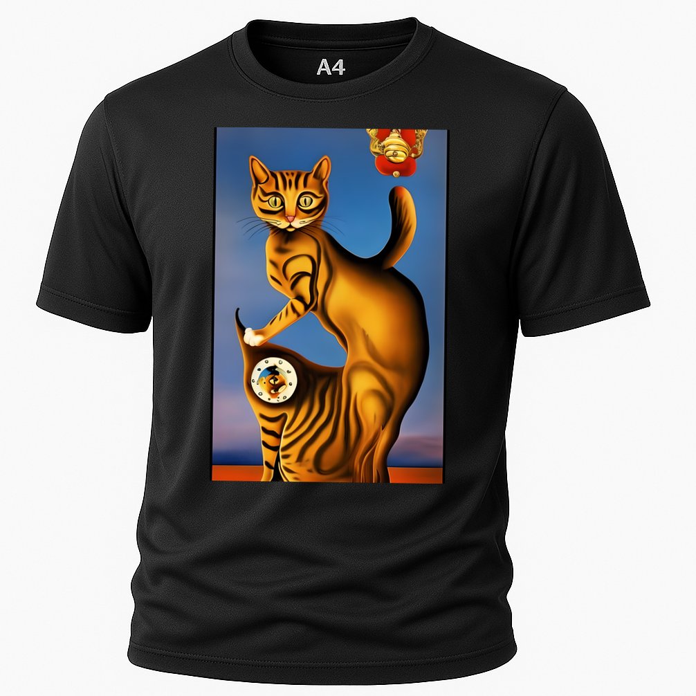 Cat Lover Salvador Dali Style Painting Cooling Performance Crew T-Shirt