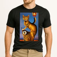 Cat Lover Salvador Dali Style Painting Cooling Performance Crew T-Shirt