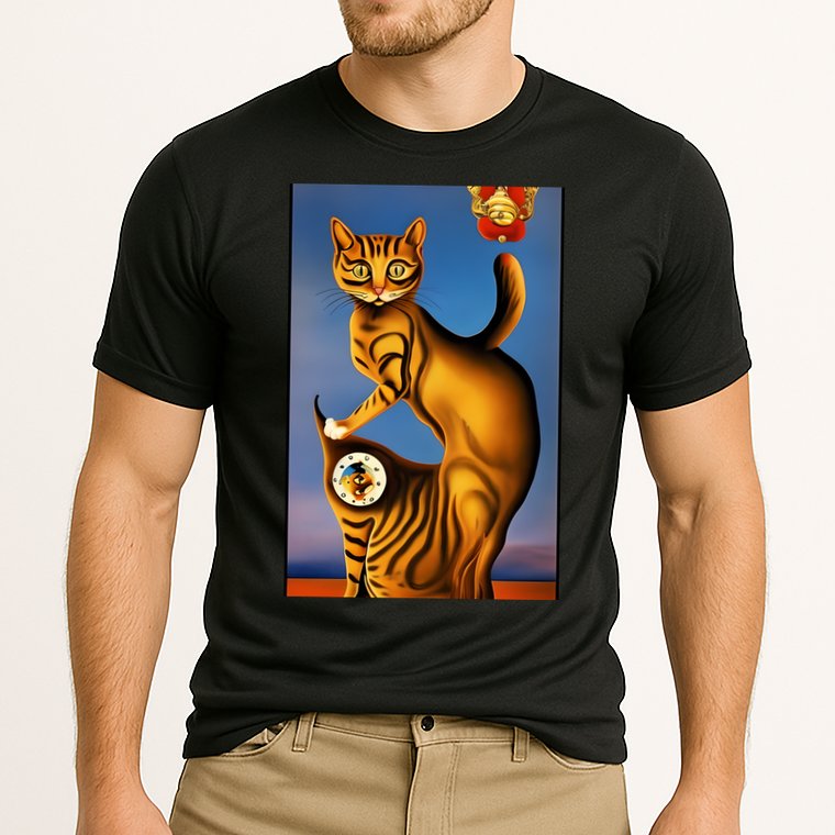 Cat Lover Salvador Dali Style Painting Cooling Performance Crew T-Shirt