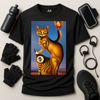Cat Lover Salvador Dali Style Painting Cooling Performance Crew T-Shirt