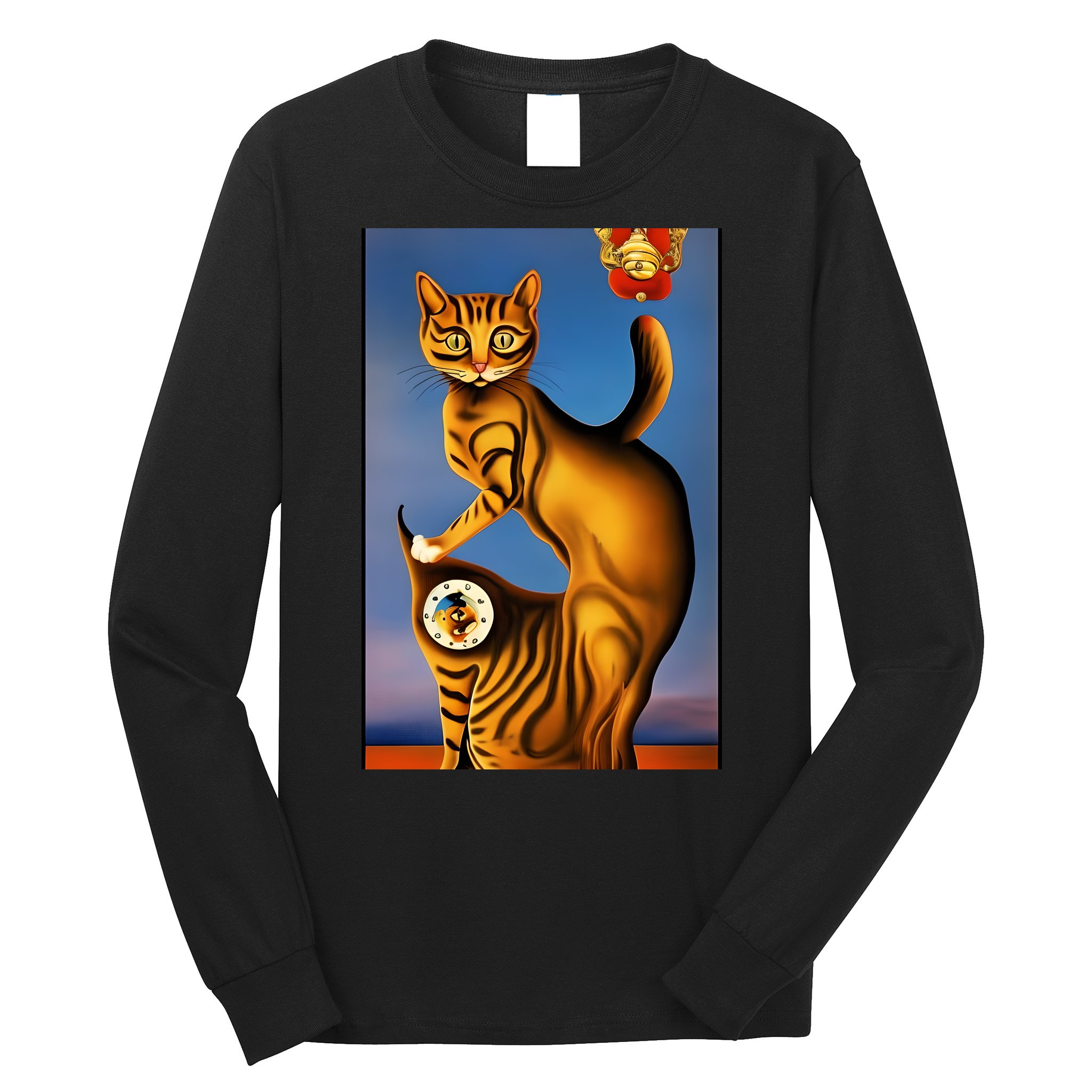 Cat Lover Salvador Dali Style Painting Long Sleeve Shirt