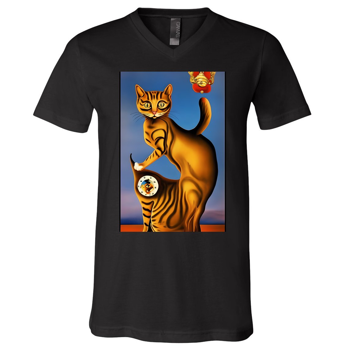 Cat Lover Salvador Dali Style Painting V-Neck T-Shirt