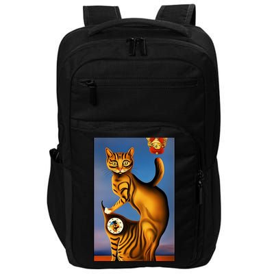 Cat Lover Salvador Dali Style Painting Impact Tech Backpack
