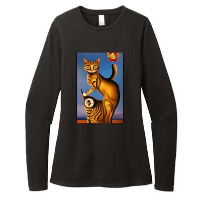 Cat Lover Salvador Dali Style Painting Womens CVC Long Sleeve Shirt