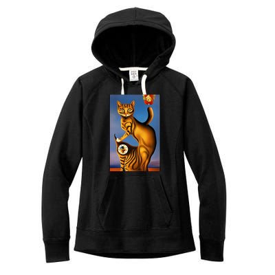 Cat Lover Salvador Dali Style Painting Women's Fleece Hoodie