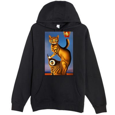 Cat Lover Salvador Dali Style Painting Premium Pullover Hoodie