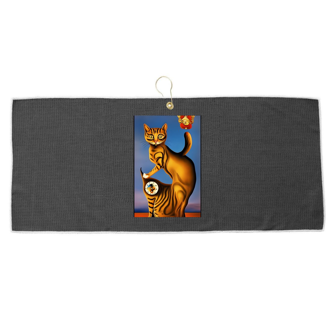 Cat Lover Salvador Dali Style Painting Large Microfiber Waffle Golf Towel