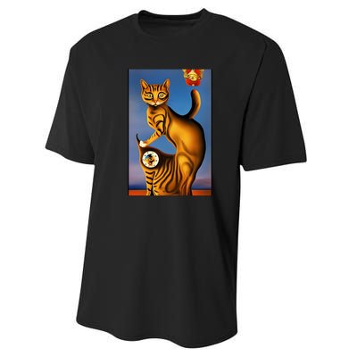 Cat Lover Salvador Dali Style Painting Performance Sprint T-Shirt