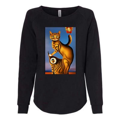 Cat Lover Salvador Dali Style Painting Womens California Wash Sweatshirt