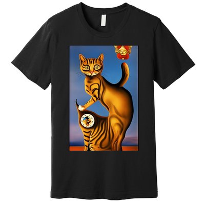 Cat Lover Salvador Dali Style Painting Premium T-Shirt