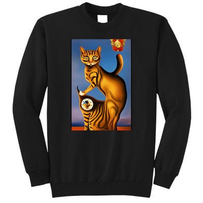 Cat Lover Salvador Dali Style Painting Tall Sweatshirt