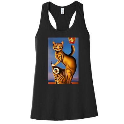 Cat Lover Salvador Dali Style Painting Women's Racerback Tank