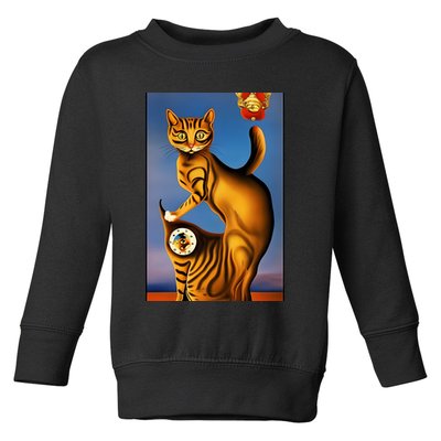 Cat Lover Salvador Dali Style Painting Toddler Sweatshirt