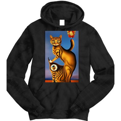 Cat Lover Salvador Dali Style Painting Tie Dye Hoodie