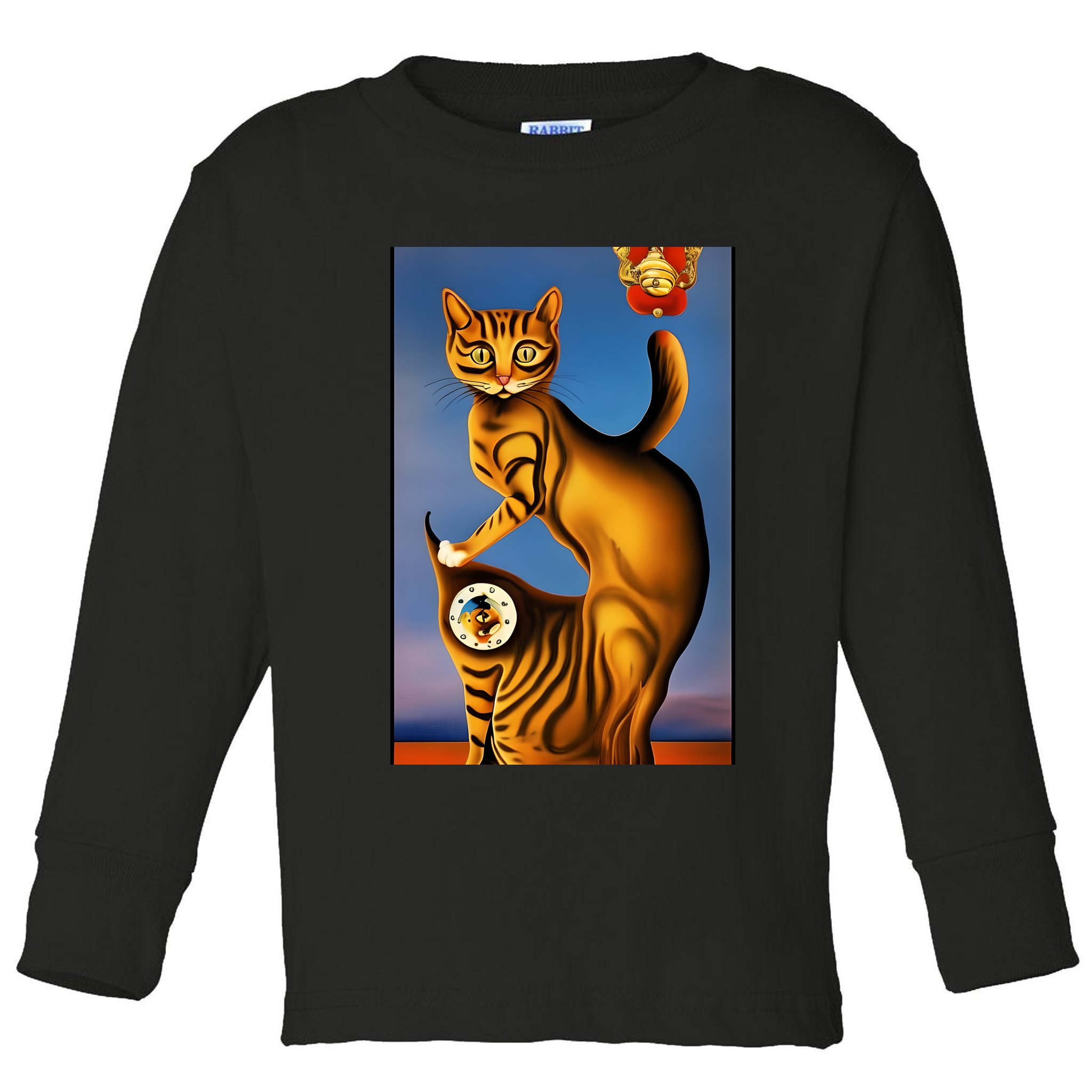 Cat Lover Salvador Dali Style Painting Toddler Long Sleeve Shirt