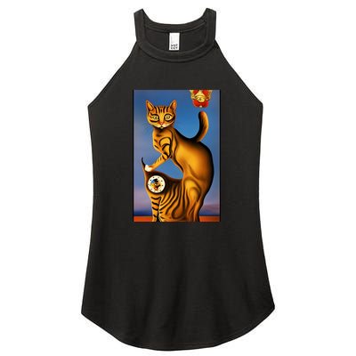 Cat Lover Salvador Dali Style Painting Women's Perfect Tri Rocker Tank