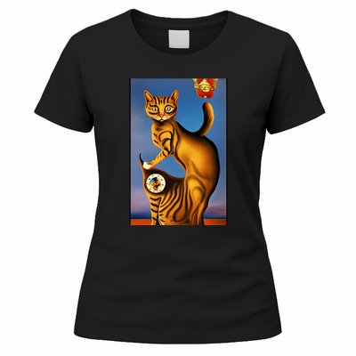 Cat Lover Salvador Dali Style Painting Women's T-Shirt