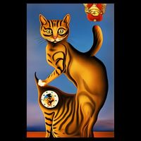 Cat Lover Salvador Dali Style Painting Short Acrylic Beanie