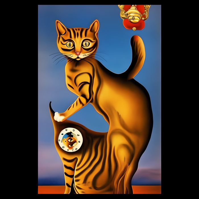 Cat Lover Salvador Dali Style Painting Short Acrylic Beanie